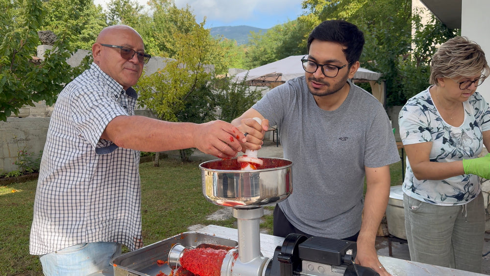 Pomoro sauce being made from San Marzano tomatoes